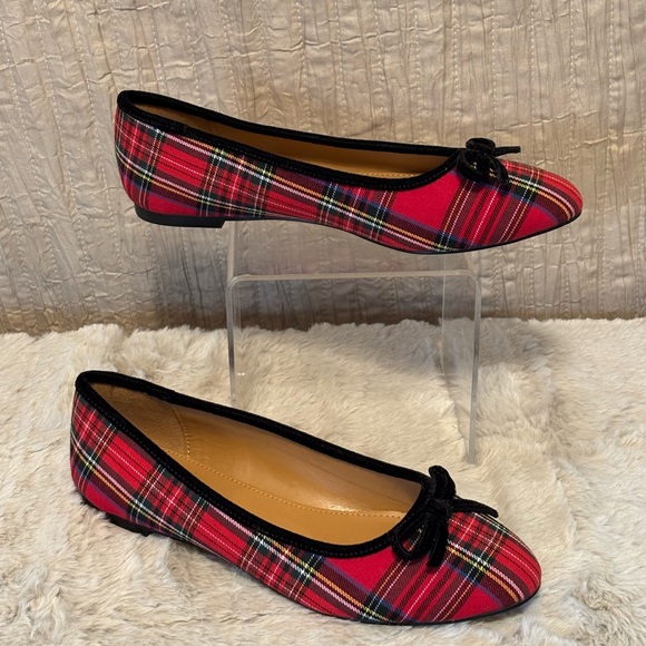 J Crew Plaid Ballet Flats - Red and Black - Picture 2 of 7